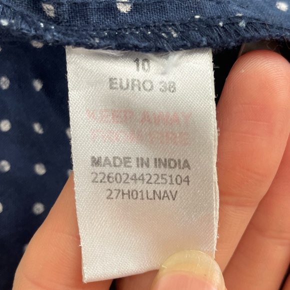 TOPSHOP size 10 cotton cottagecore skirt in navy and white - Picture 7 of 7